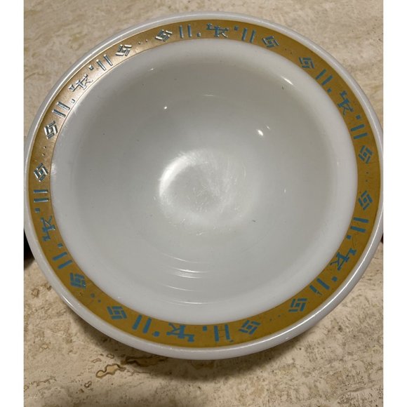 Anchor Hocking 927 Anchorware Milk Glass Cereal/Soup Bowl 7.5” Egyptian Motif - Picture 2 of 4